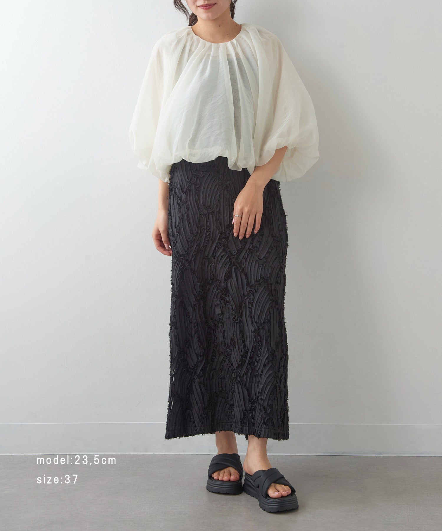 マガジンデモードシュシュ MAGASIN DE MODE Chou Chou フラットソールサンダル KNF127 （ブラック） ブラック