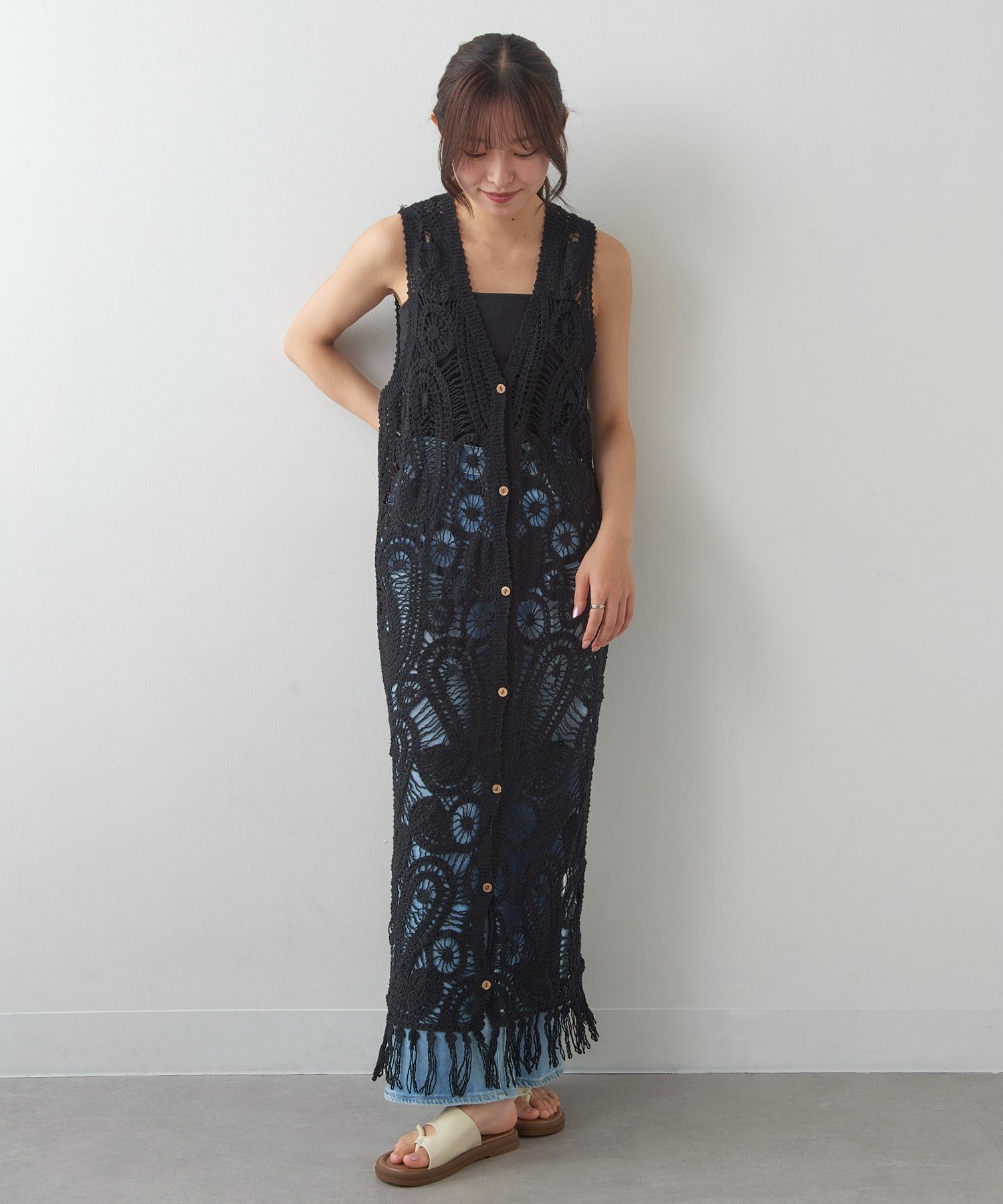 マガジンデモードシュシュ MAGASIN DE MODE Chou Chou フラットサンダル ミュール KNF127 （アイボリー） アイボリー