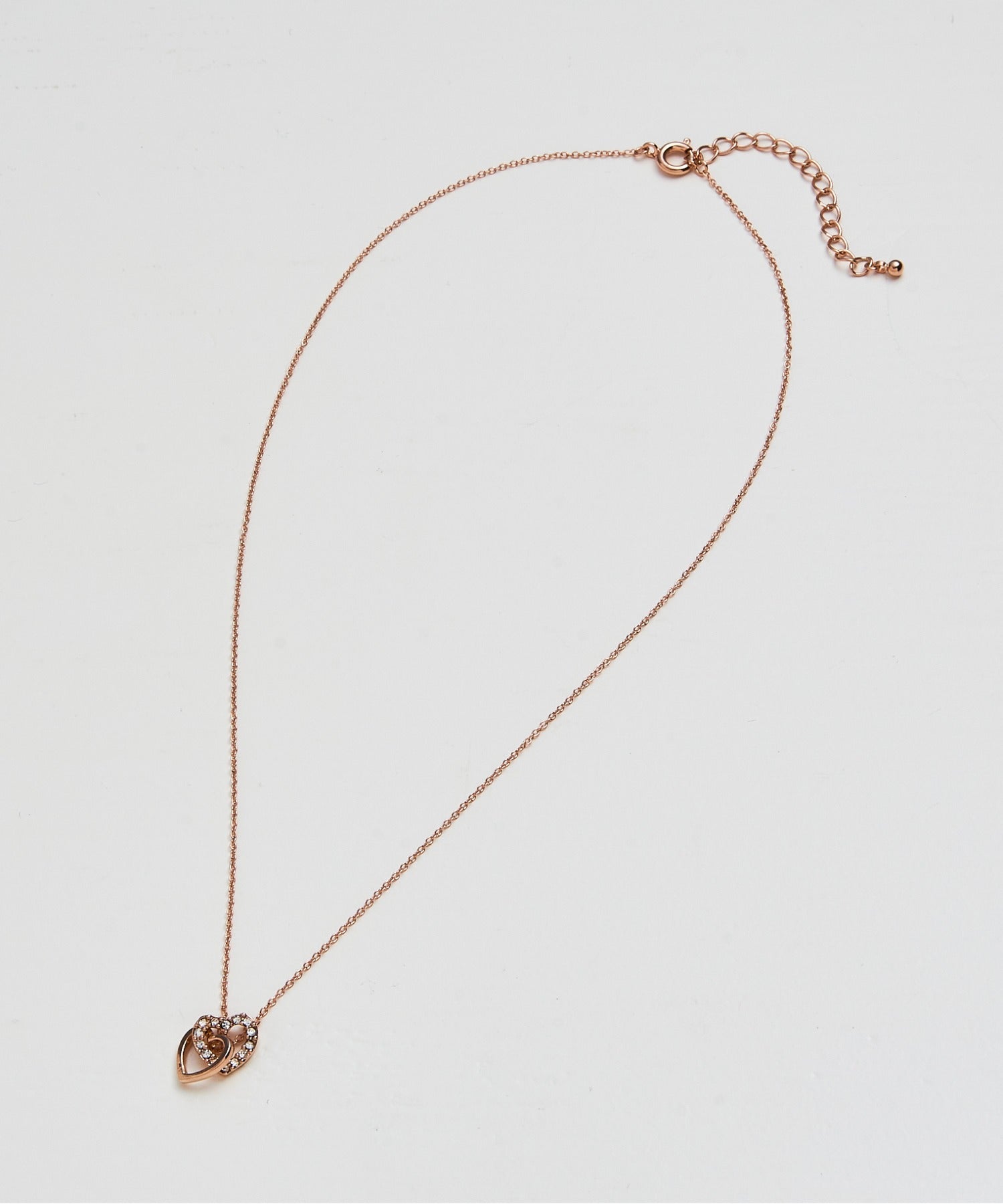マガジンデモードシュシュ MAGASIN DE MODE Chou Chou ネックレス ニッケルフリー ダブル ハート メタル ストーン プチネックレス OSWY （ピンク） ピンク