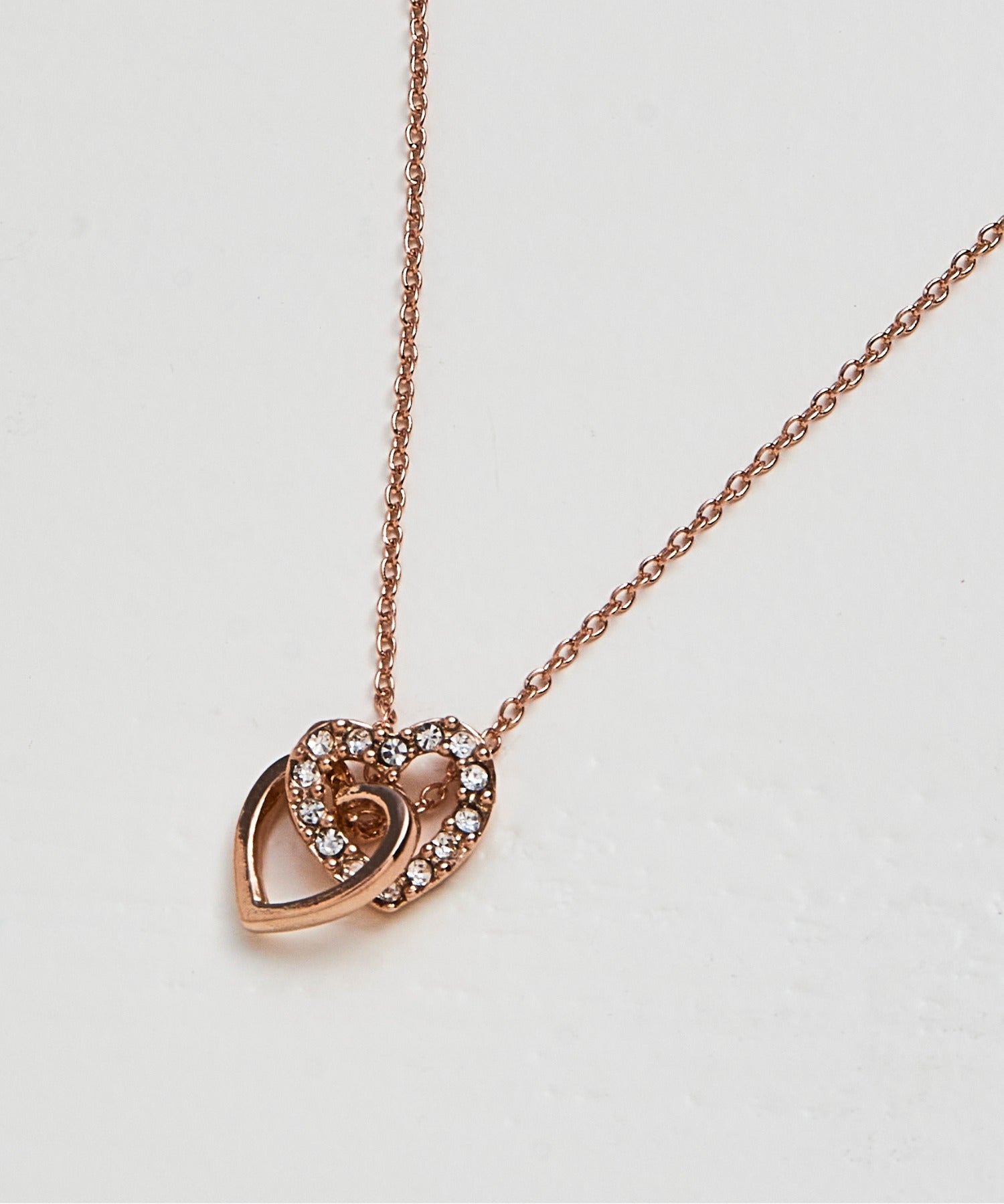 マガジンデモードシュシュ MAGASIN DE MODE Chou Chou ネックレス ニッケルフリー ダブル ハート メタル ストーン プチネックレス OSWY （ピンク） ピンク