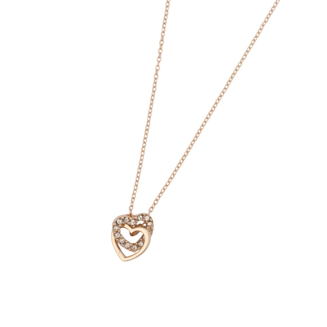 マガジンデモードシュシュ MAGASIN DE MODE Chou Chou ネックレス ニッケルフリー ダブル ハート メタル ストーン プチネックレス OSWY （ピンク） ピンク