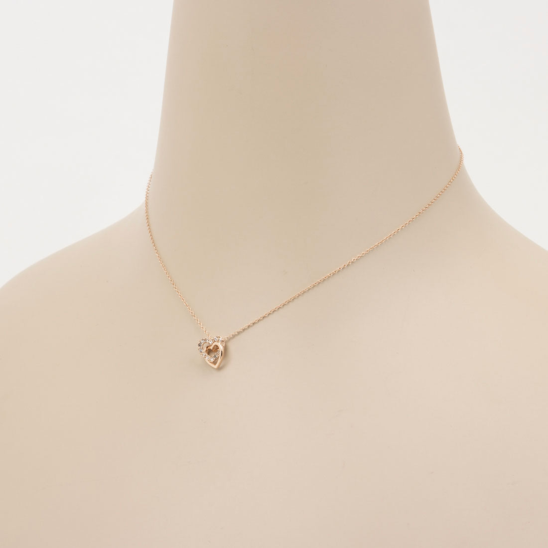 マガジンデモードシュシュ MAGASIN DE MODE Chou Chou ネックレス ニッケルフリー ダブル ハート メタル ストーン プチネックレス OSWY （ピンク） ピンク