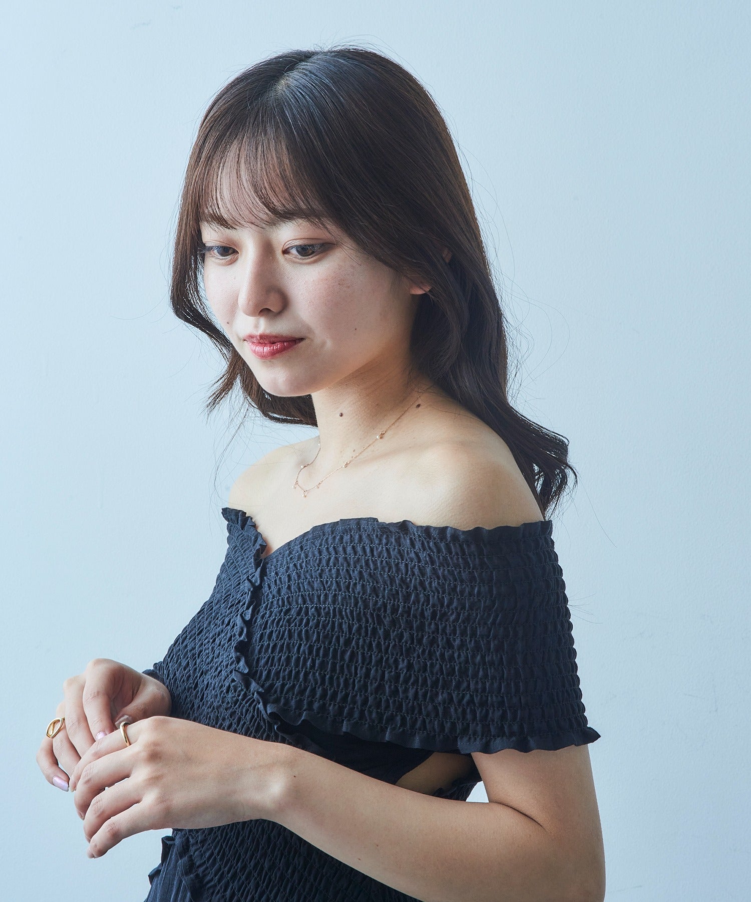 マガジンデモードシュシュ MAGASIN DE MODE Chou Chou ネックレス ステンレス メタル 淡水パール ミニ 超極細 チェーン マグネット プチネックレス OSWY （ピンク） ピンク