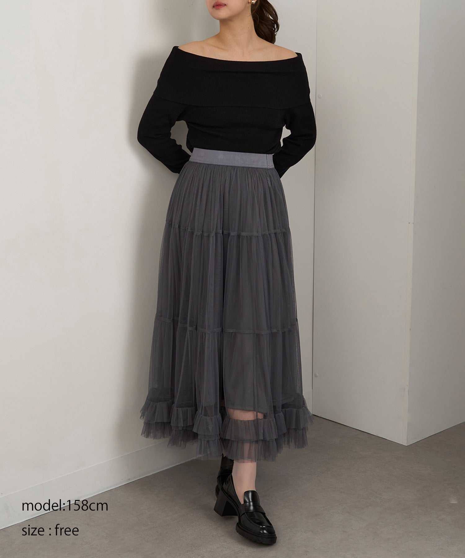 マガジンデモードシュシュ MAGASIN DE MODE Chou Chou オフショルダーニットトップス XNN （ブラック） ブラック