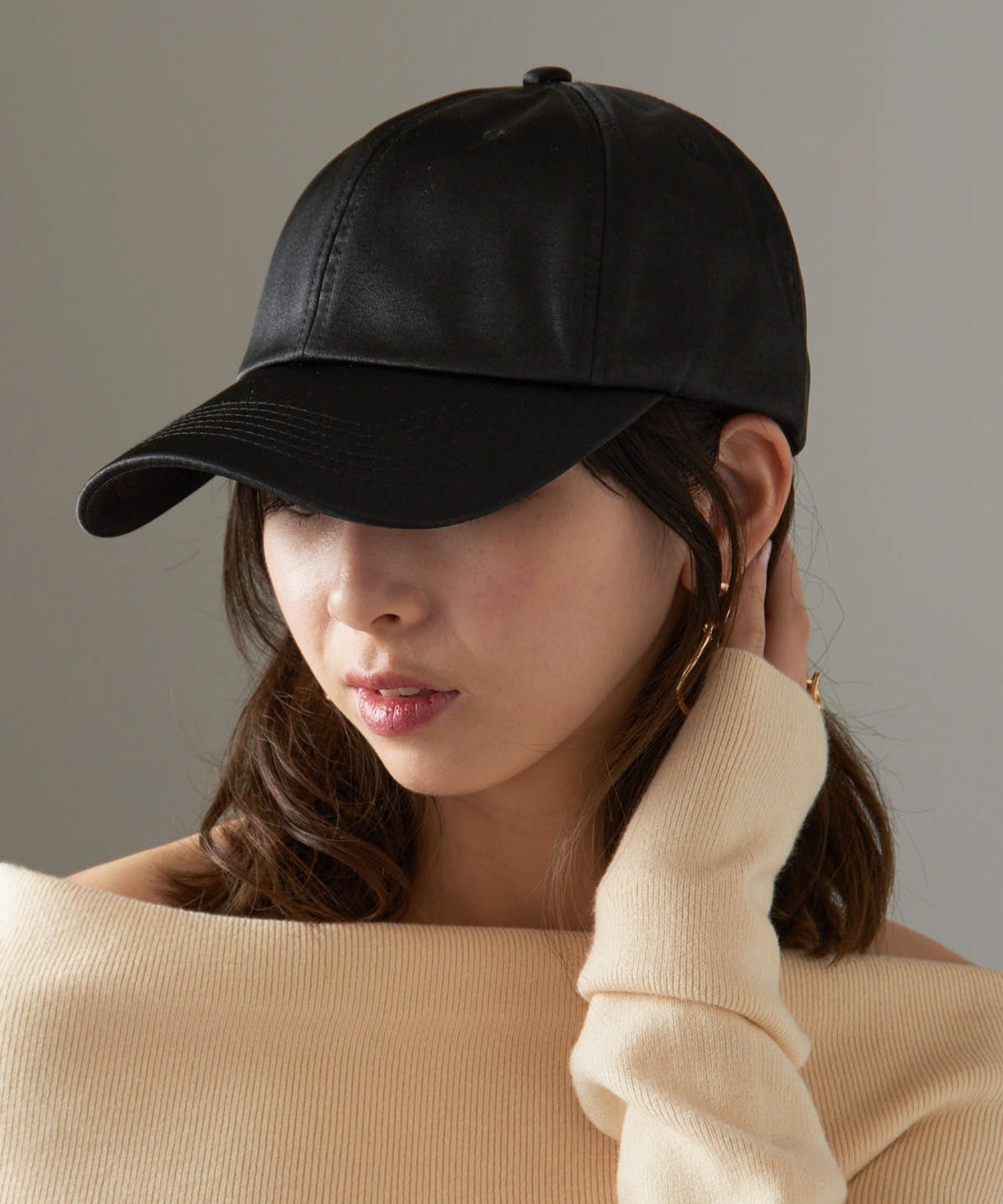 マガジンデモードシュシュ MAGASIN DE MODE Chou Chou サテンキャップ GLR （ブラック） ブラック