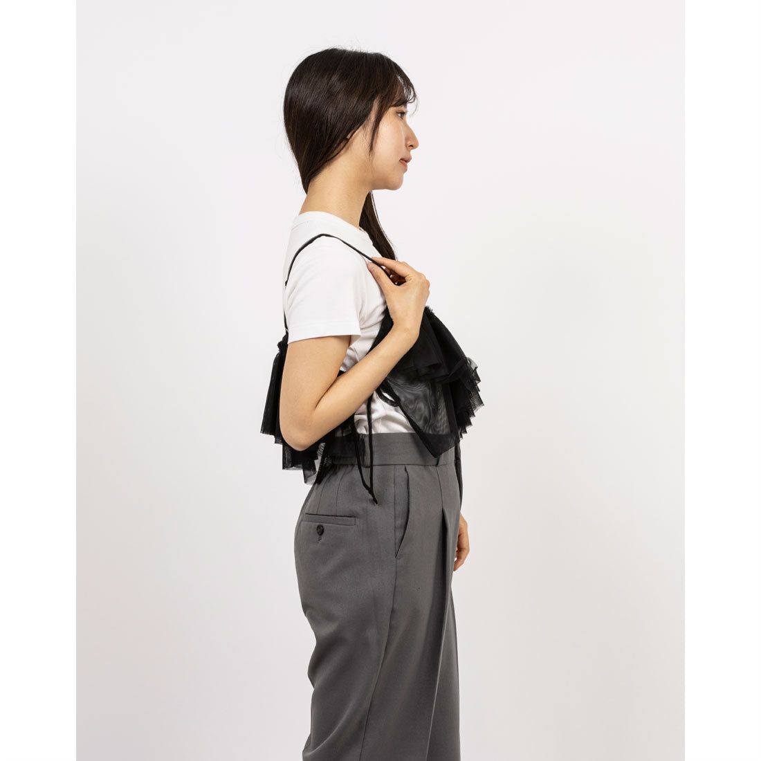 マガジンデモードシュシュ MAGASIN DE MODE Chou Chou チュールアシメフリルビスチェ XNN （ブラック） ブラック