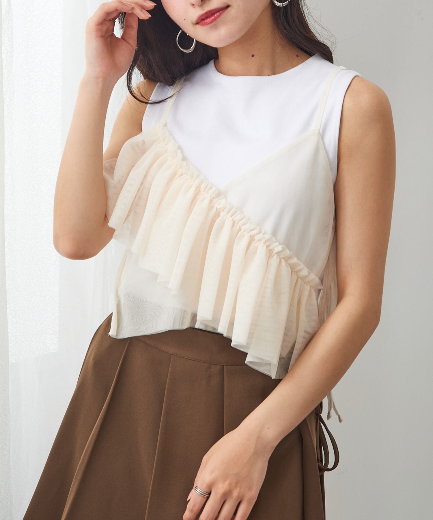 マガジンデモードシュシュ MAGASIN DE MODE Chou Chou チュールアシメフリルビスチェ XNN （アイボリー） アイボリー