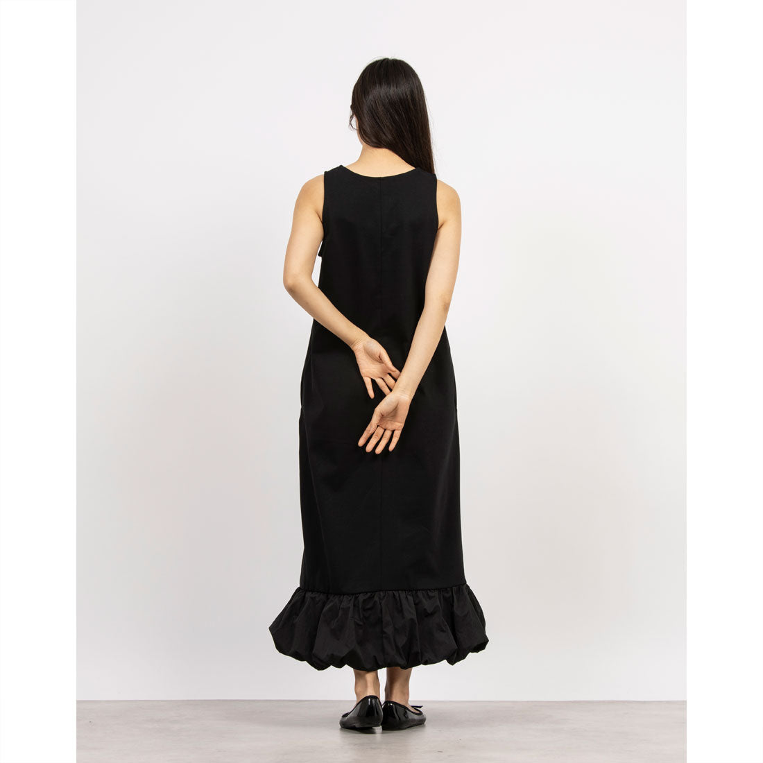 マガジンデモードシュシュ MAGASIN DE MODE Chou Chou CVC天竺×T/Nタフタ ドッキング裾バルーンワンピース XNN （ブラック） ブラック
