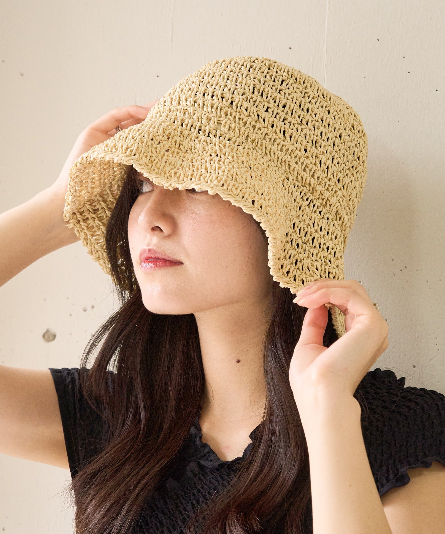 マガジンデモードシュシュ MAGASIN DE MODE Chou Chou ペーパーバケットハット KNF127 （アイボリー） アイボリー