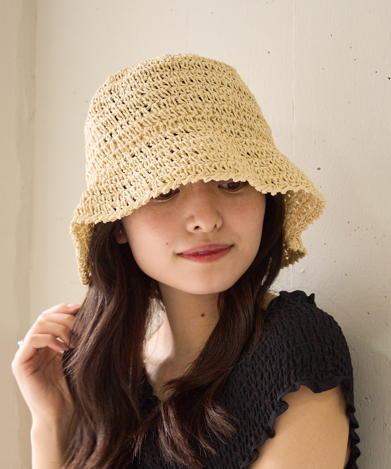 マガジンデモードシュシュ MAGASIN DE MODE Chou Chou ペーパーバケットハット KNF127 （アイボリー） アイボリー