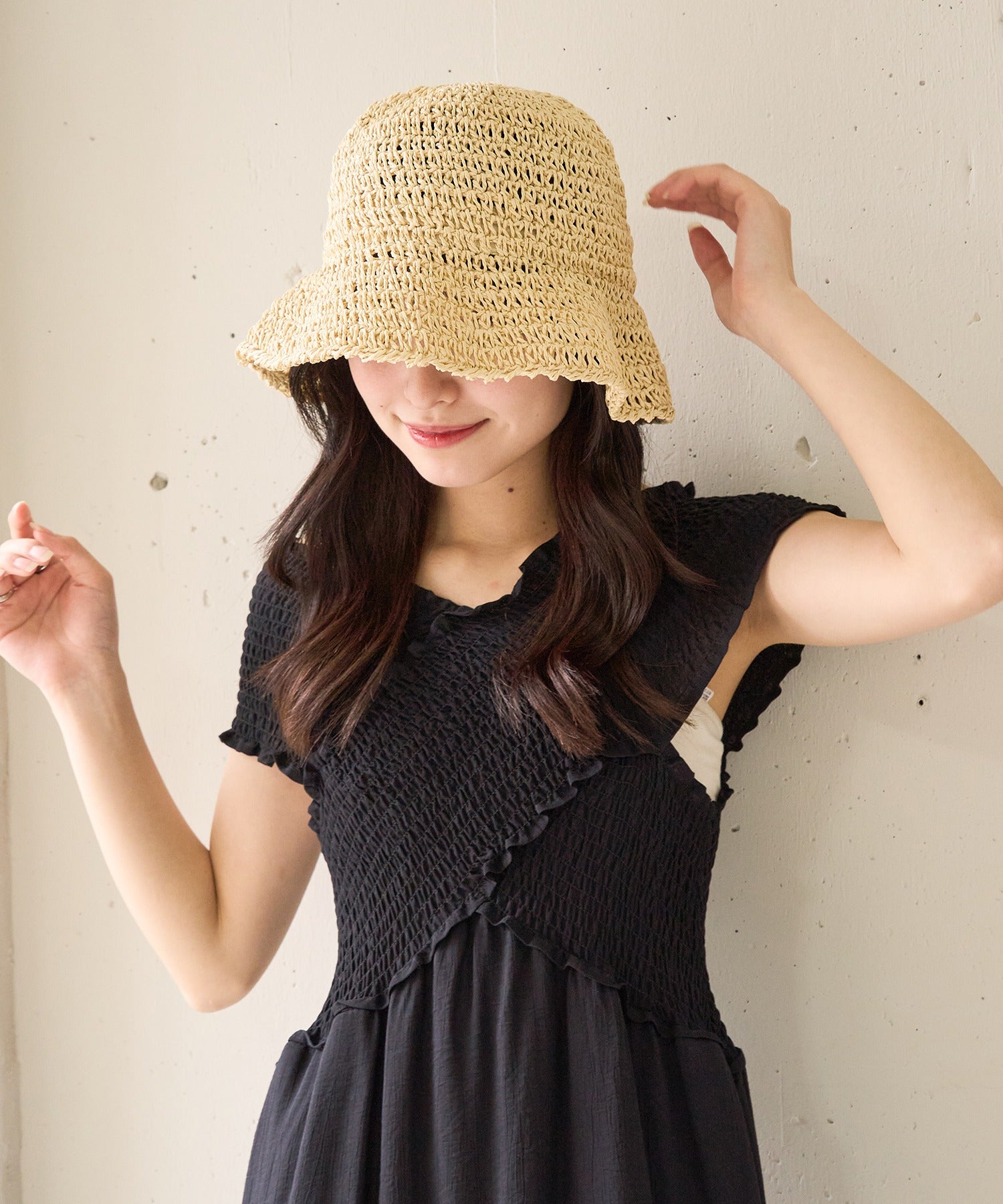 マガジンデモードシュシュ MAGASIN DE MODE Chou Chou ペーパーバケットハット KNF127 （アイボリー） アイボリー
