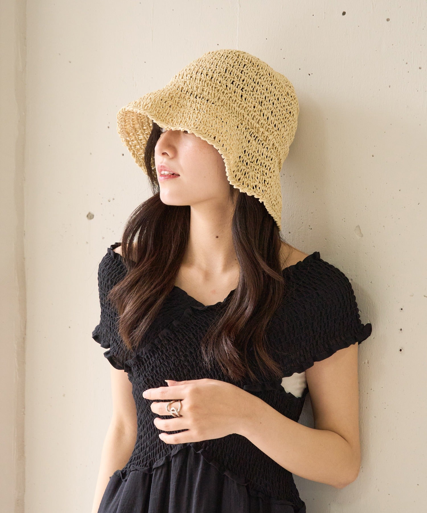 マガジンデモードシュシュ MAGASIN DE MODE Chou Chou ペーパーバケットハット KNF127 （アイボリー） アイボリー
