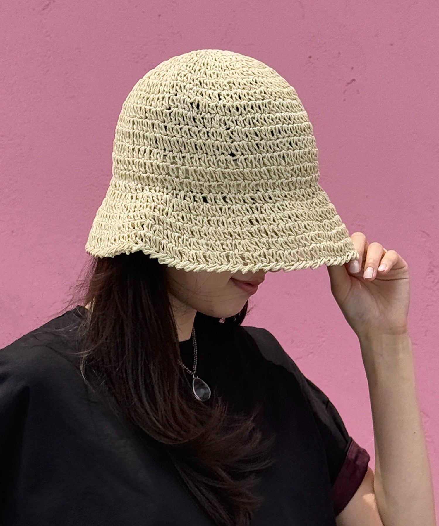 マガジンデモードシュシュ MAGASIN DE MODE Chou Chou ペーパーバケットハット KNF127 （アイボリー） アイボリー