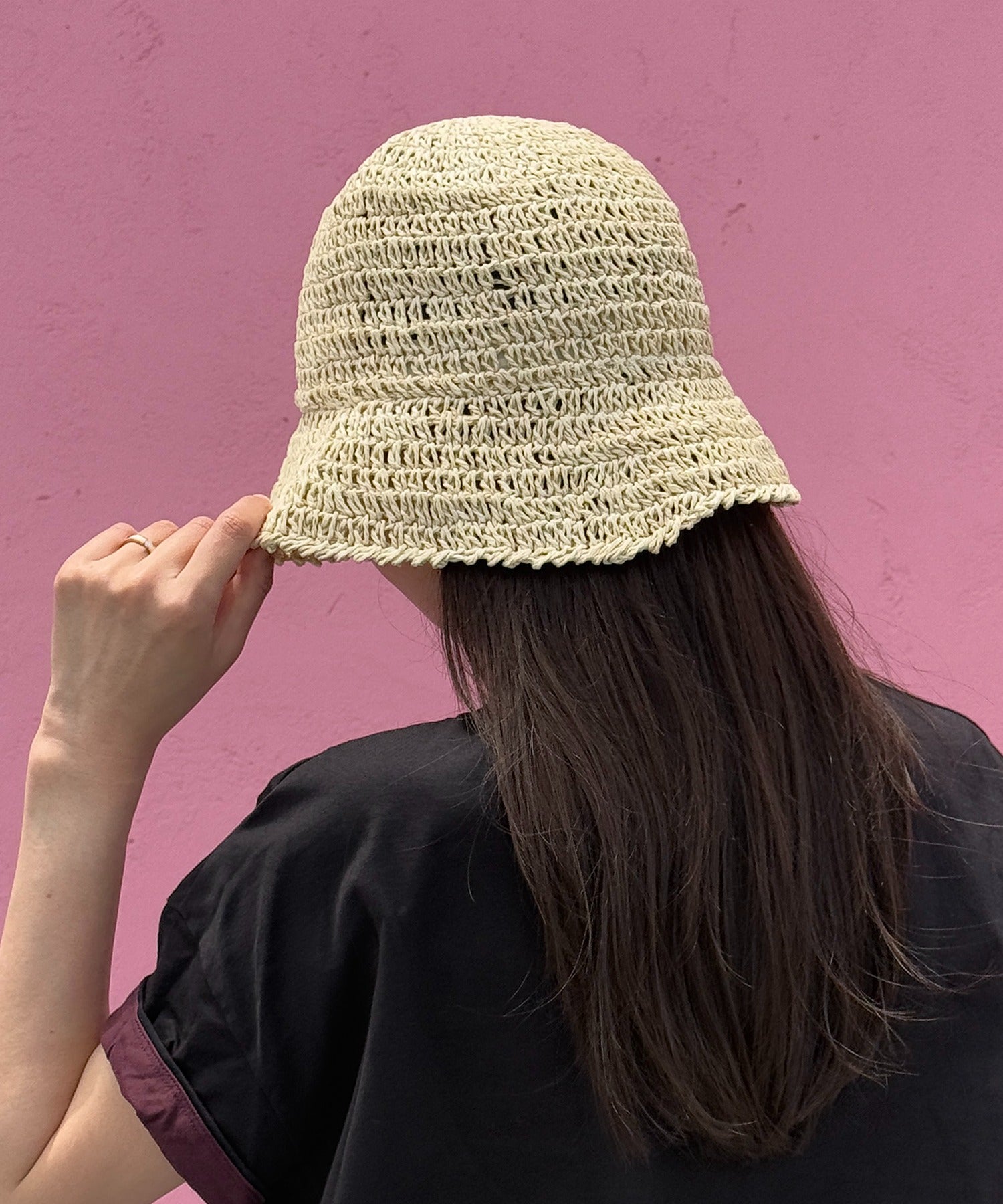 マガジンデモードシュシュ MAGASIN DE MODE Chou Chou ペーパーバケットハット KNF127 （アイボリー） アイボリー
