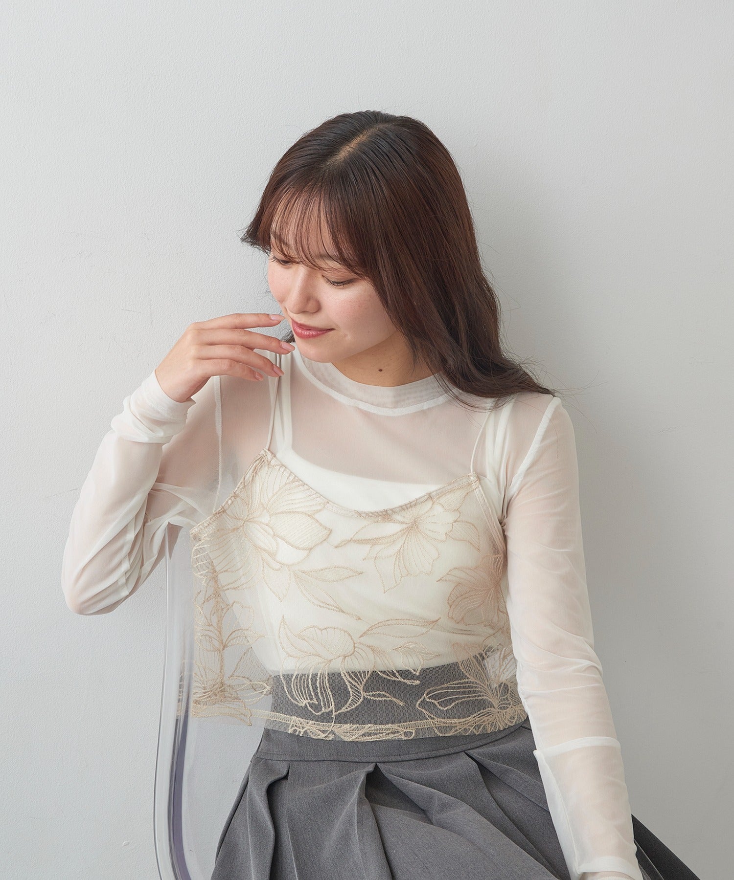 マガジンデモードシュシュ MAGASIN DE MODE Chou Chou チュール花柄刺繍ビスチェ XNN （オフホワイト） オフホワイト