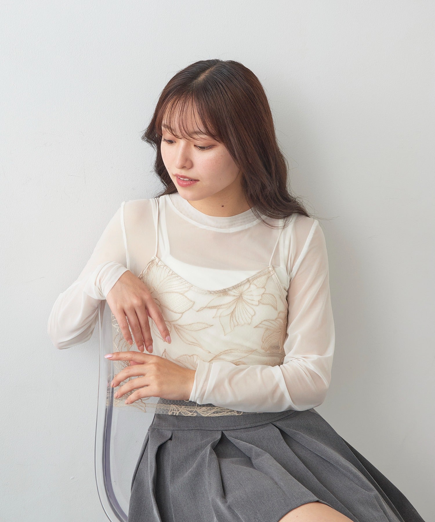 マガジンデモードシュシュ MAGASIN DE MODE Chou Chou チュール花柄刺繍ビスチェ XNN （オフホワイト） オフホワイト
