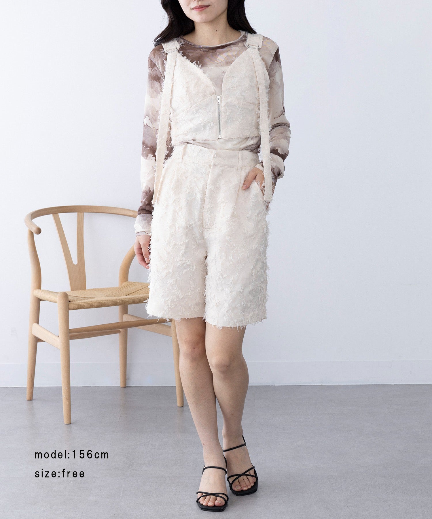 マガジンデモードシュシュ MAGASIN DE MODE Chou Chou フリンジジャカードビスチェ trc （アイボリー） アイボリー
