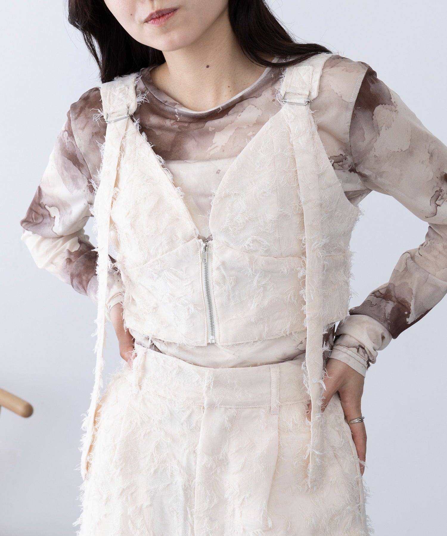 マガジンデモードシュシュ MAGASIN DE MODE Chou Chou フリンジジャカードビスチェ trc （アイボリー） アイボリー