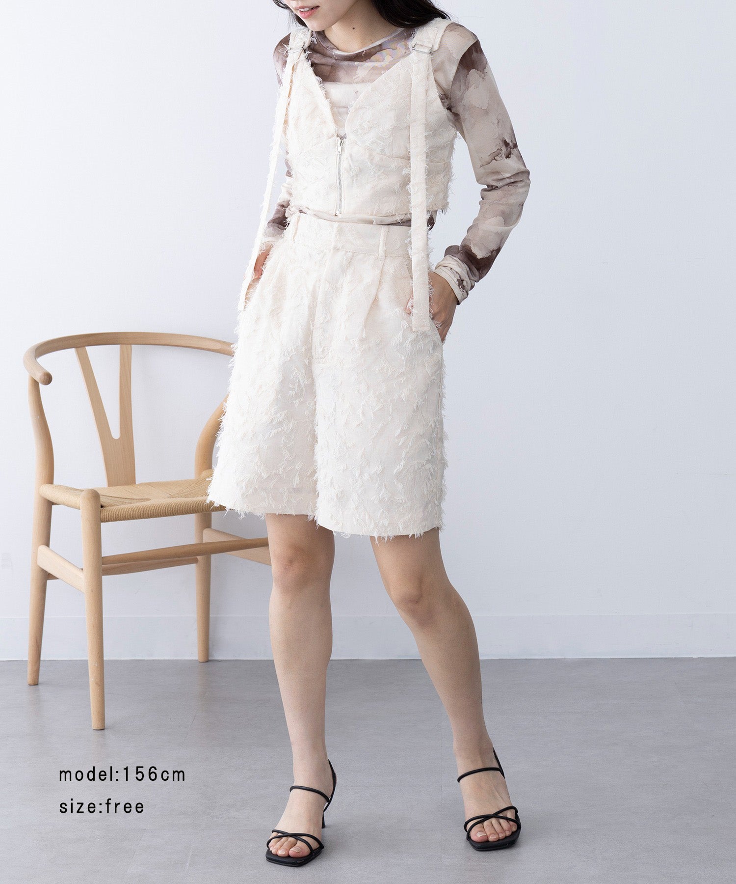 マガジンデモードシュシュ MAGASIN DE MODE Chou Chou フリンジジャカードショートパンツ trc （アイボリー） アイボリー