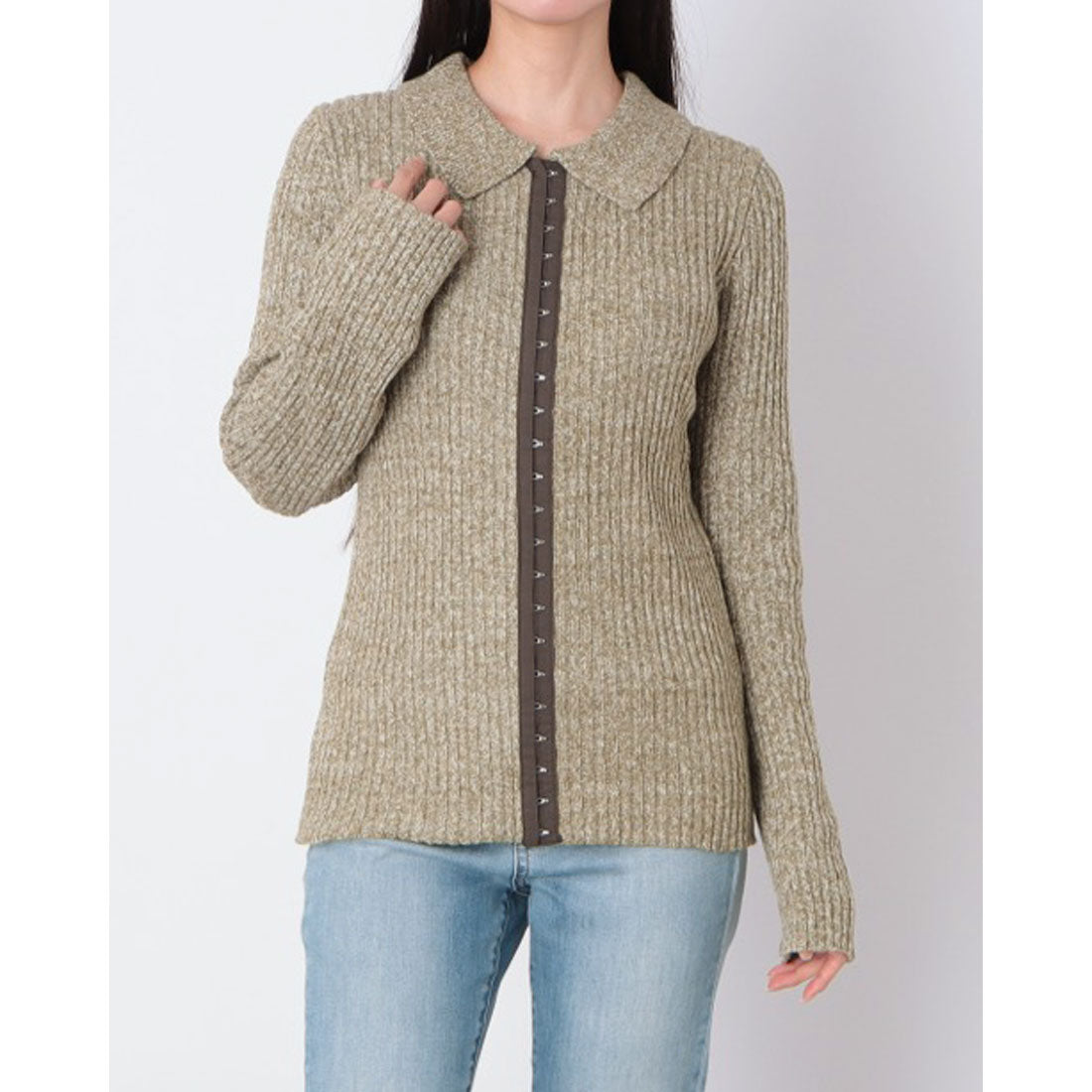 マガジンデモードシュシュ MAGASIN DE MODE Chou Chou ミックスホック付きポロニット DTK （グリーン） グリーン