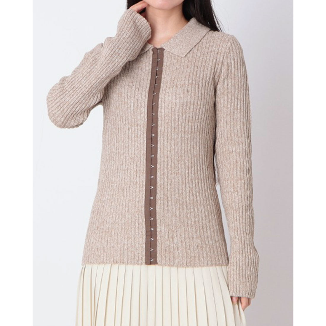 マガジンデモードシュシュ MAGASIN DE MODE Chou Chou ミックスホック付きポロニット DTK （ベージュ） ベージュ