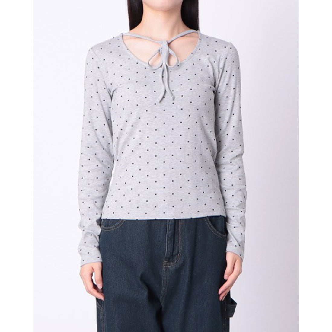 マガジンデモードシュシュ MAGASIN DE MODE Chou Chou ドットリボン付きプルオーバー DTK （グレー） グレー