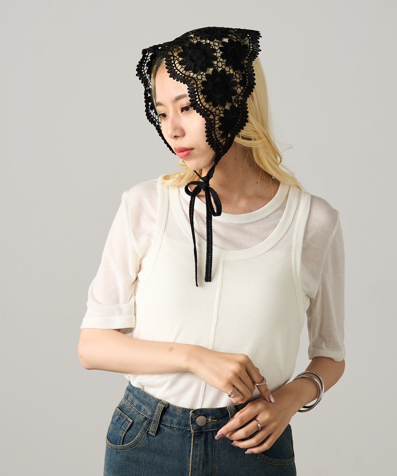 マガジンデモードオンジェナ MAGASIN DE MODE Onjna ヘッドレススカーフ  バブーシュカ OSWY （ブラック） ブラック