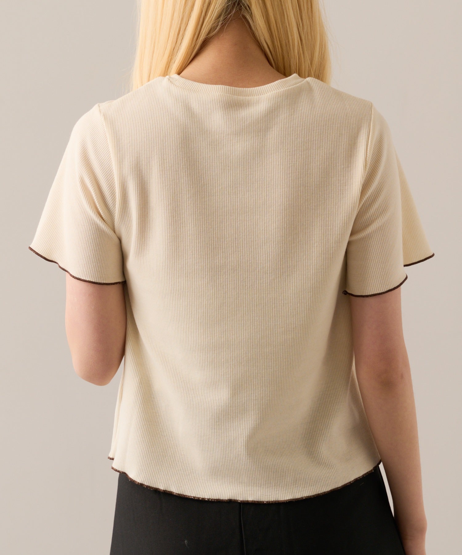 マガジンデモードオンジェナ MAGASIN DE MODE Onjna Cut rib color scheme mellow pull over / カットリブ配色メロープルオーバー DTK （アイボリー） アイボリー