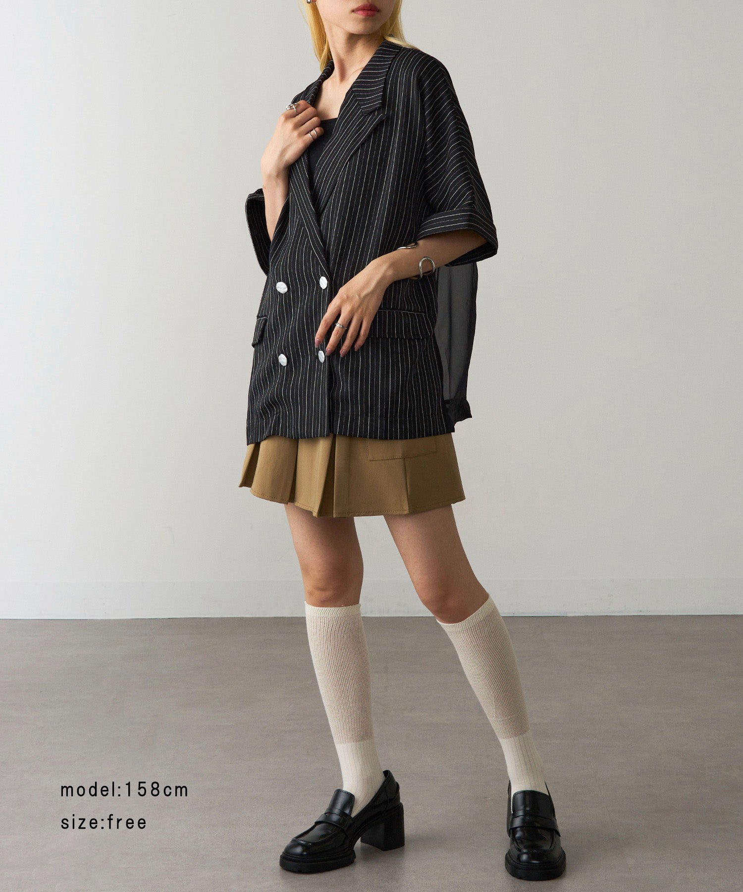 マガジンデモードオンジェナ MAGASIN DE MODE Onjna バックオーガンザヘリンボーンサマーWジャケット trc （ブラック） ブラック