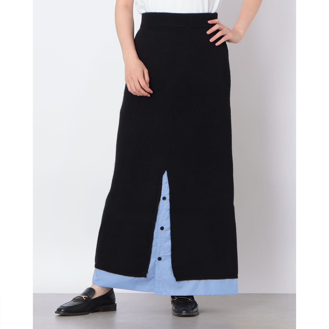 マガジンデモードオンジェナ MAGASIN DE MODE Onjna アルパカタッチ シャツドッキングスカート DTK （ブラック） ブラック