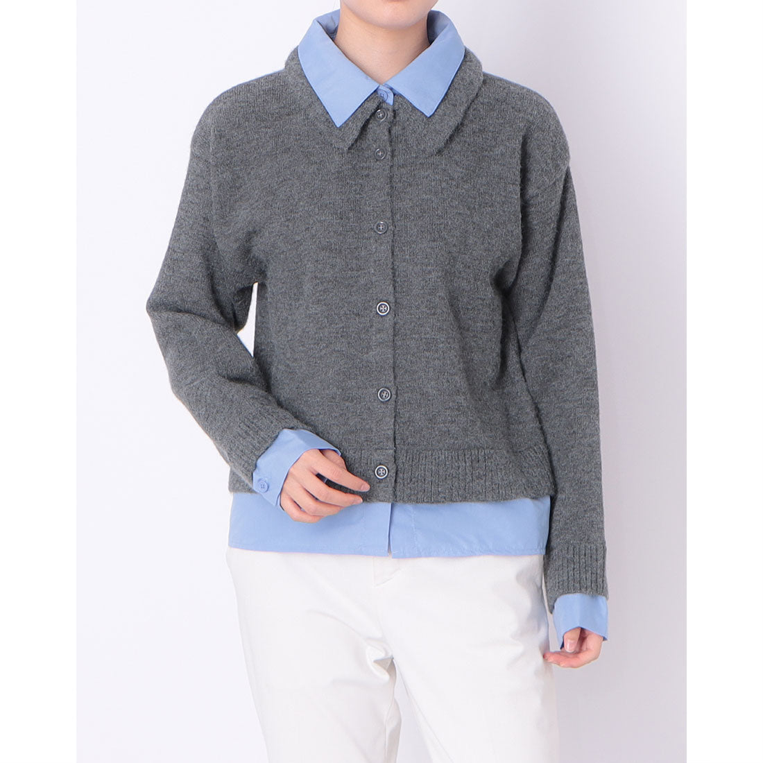 マガジンデモードオンジェナ MAGASIN DE MODE Onjna アルパカタッチ シャツドッキングカーディガン DTK （ブラック） ブラック