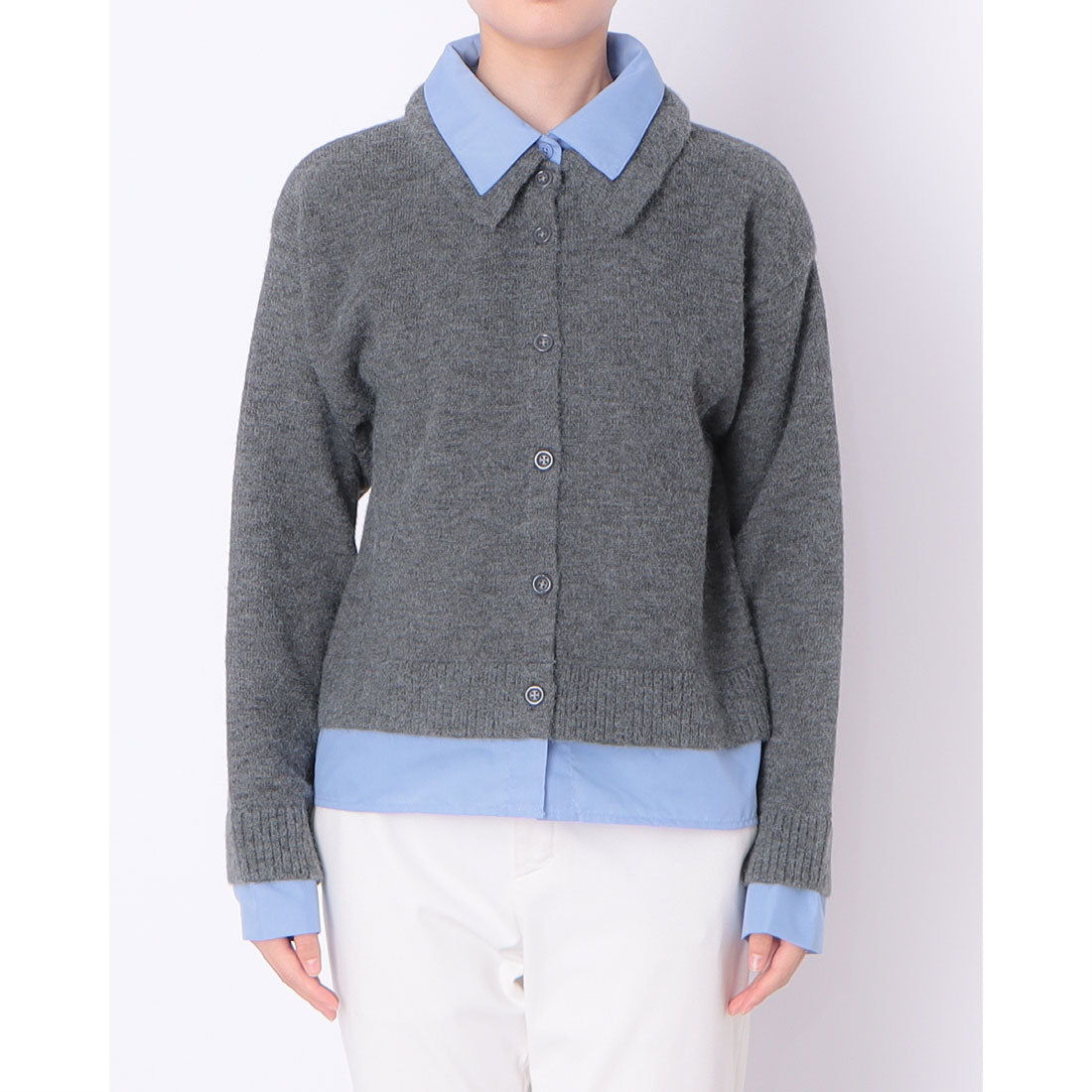 マガジンデモードオンジェナ MAGASIN DE MODE Onjna アルパカタッチ シャツドッキングカーディガン DTK （ブラック） ブラック