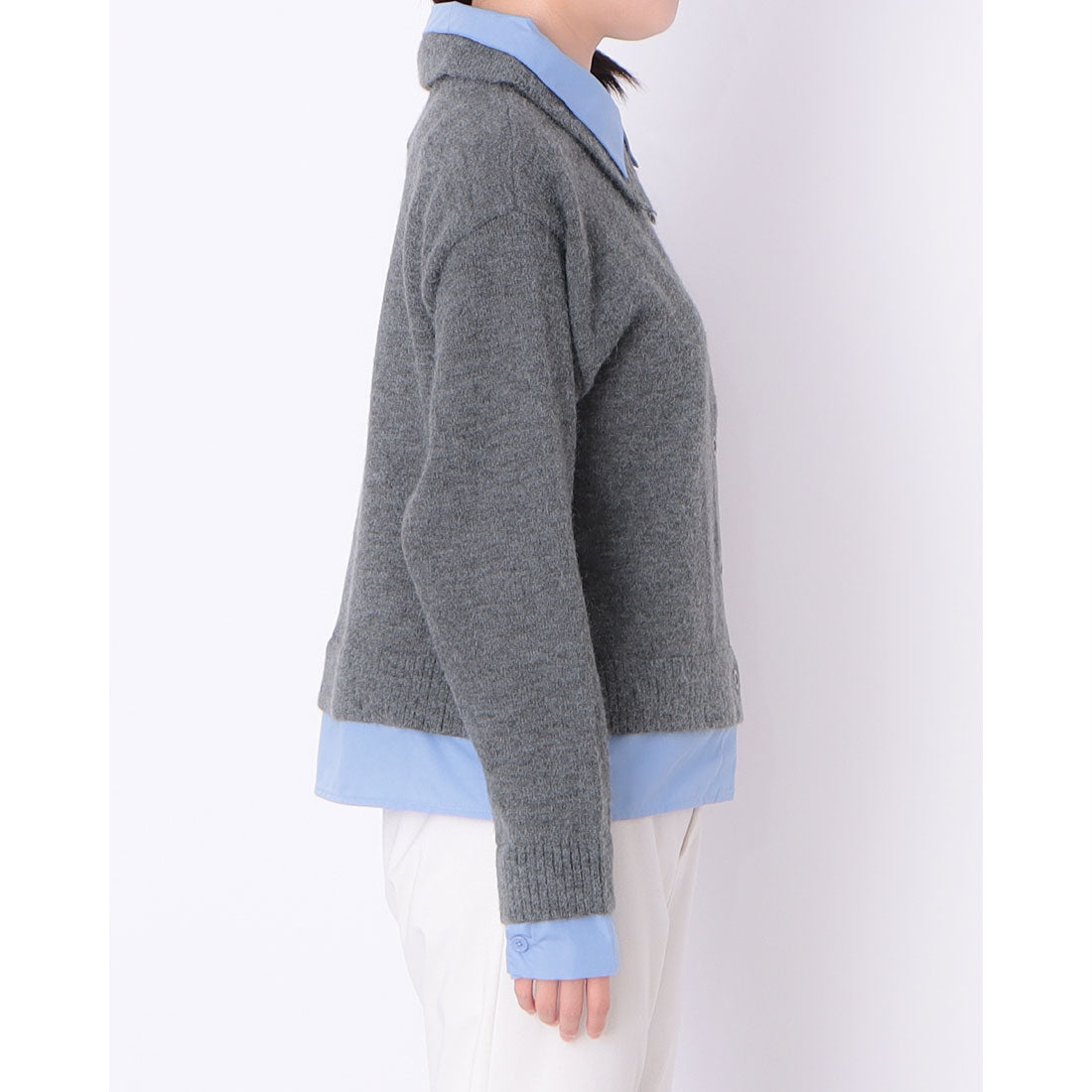 マガジンデモードオンジェナ MAGASIN DE MODE Onjna アルパカタッチ シャツドッキングカーディガン DTK （ブラック） ブラック