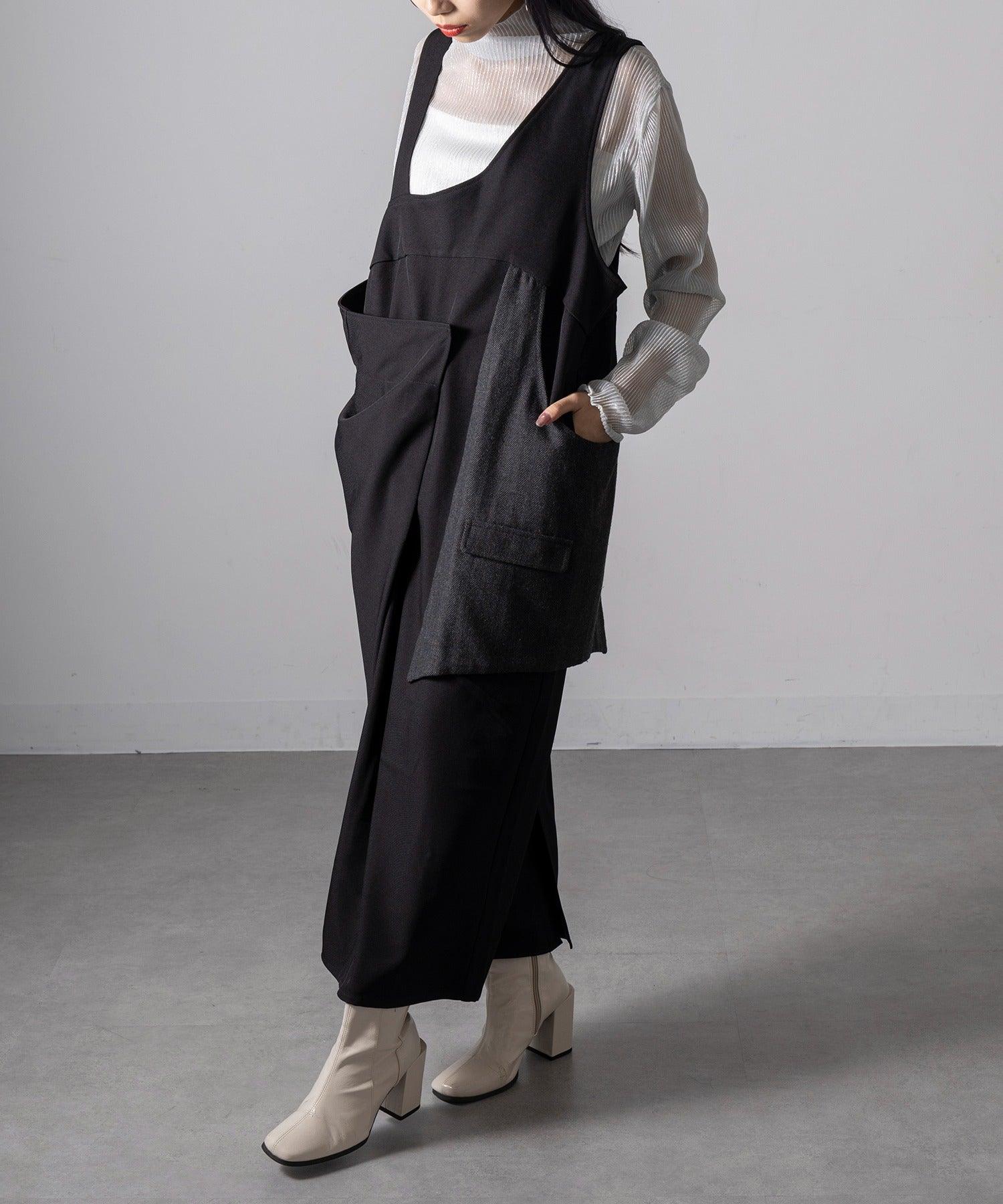 マガジンデモードオンジェナ MAGASIN DE MODE Onjna アシメショルダーラップワンピース trc （ブラック） ブラック