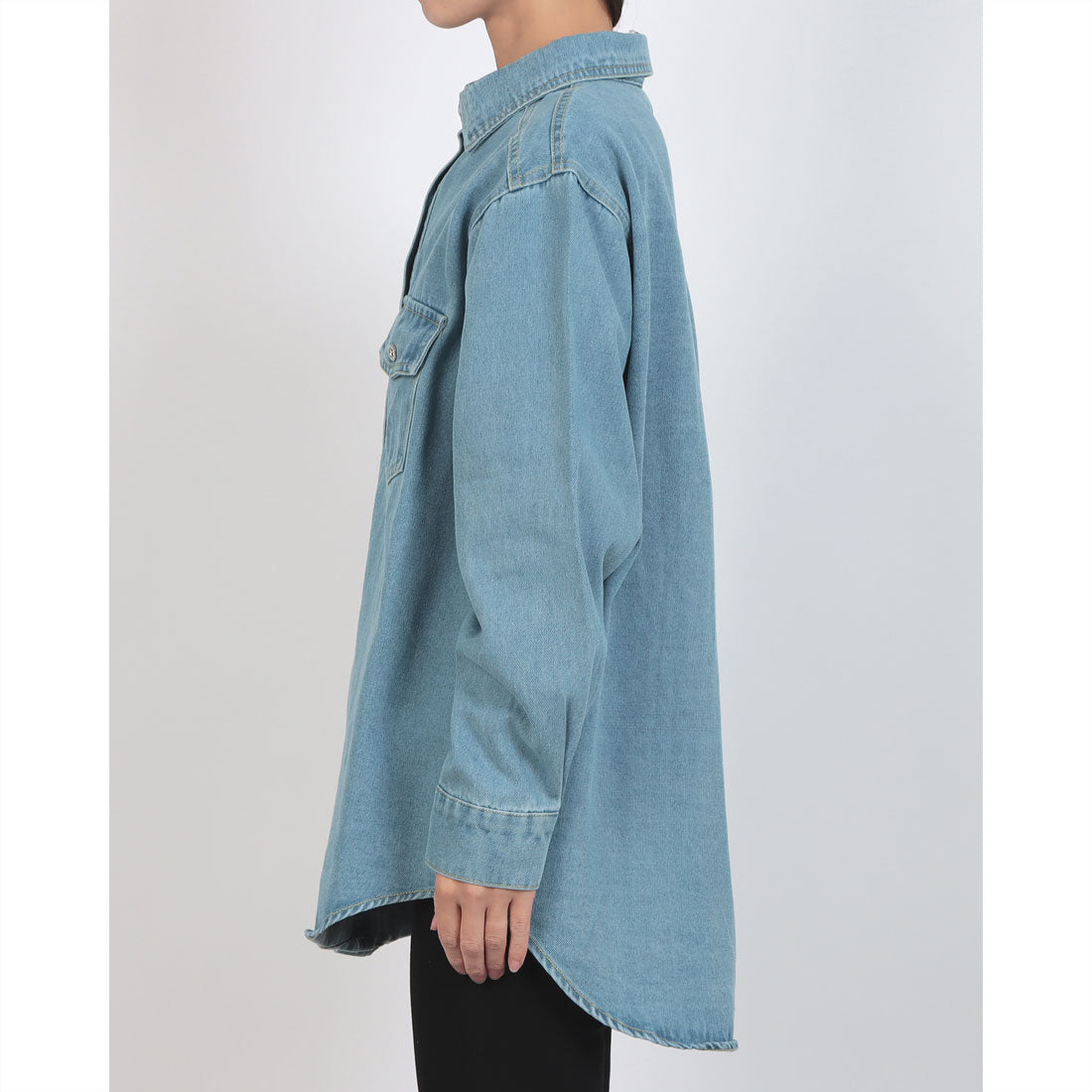エーバイマガジンデモード A by MAGASIN DE MODE ウォッシュ加工デニムシャツ KNF （ブルー） ブルー