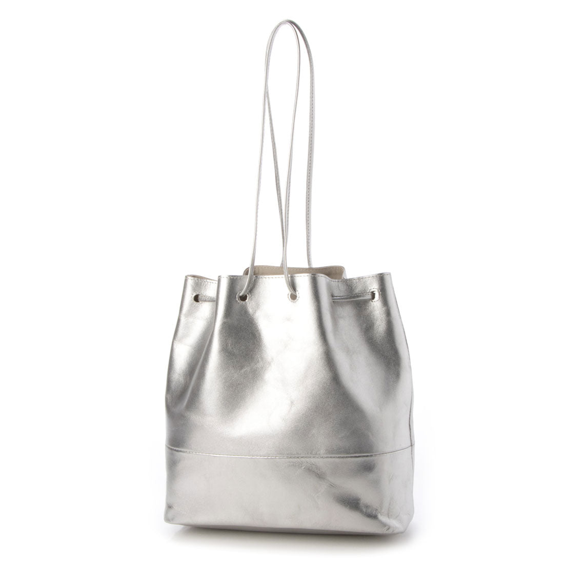 マドゥリ MADULI レザー巾着バッグ （SILVER） SILVER