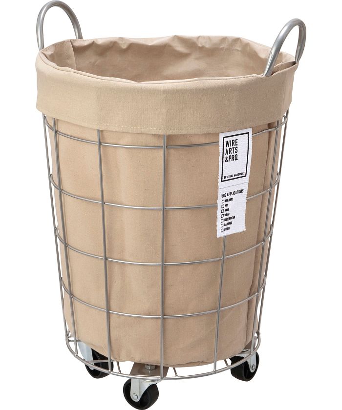 ブリッド BRID WIRE ARTS & PRO LAUNDRY ROUND BASKET with CASTER 33L