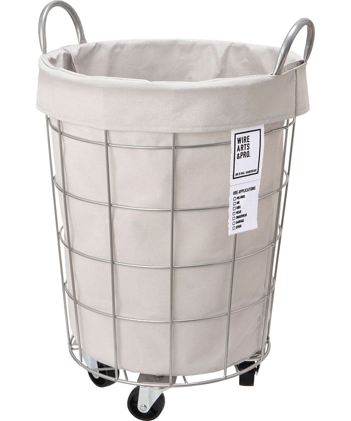 ブリッド BRID WIRE ARTS & PRO LAUNDRY ROUND BASKET with CASTER 33L