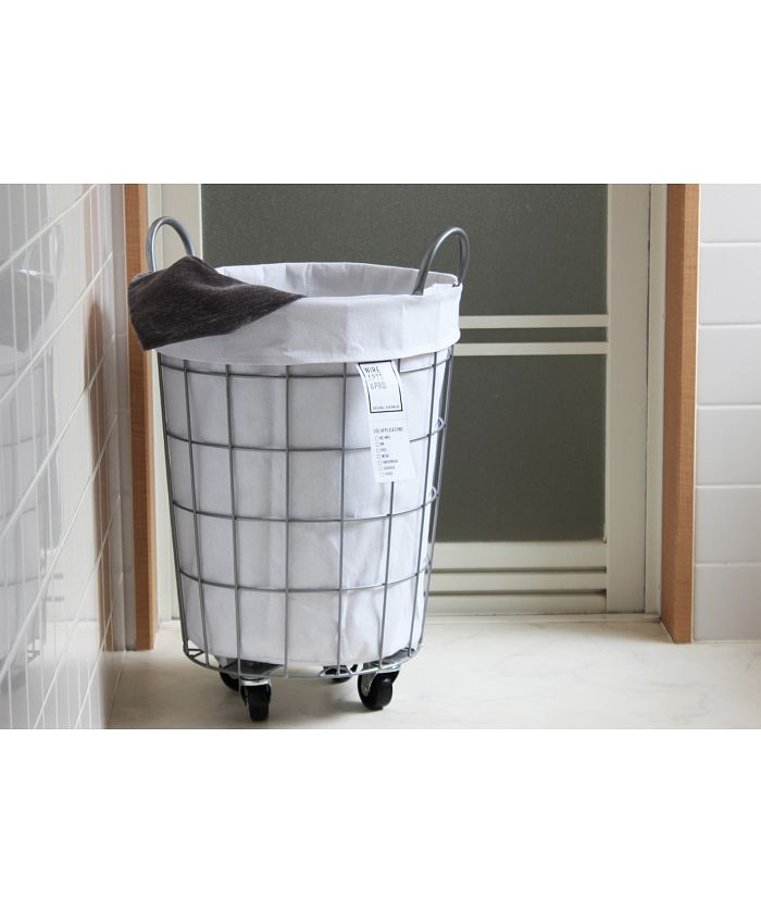 ブリッド BRID WIRE ARTS & PRO LAUNDRY ROUND BASKET with CASTER 33L