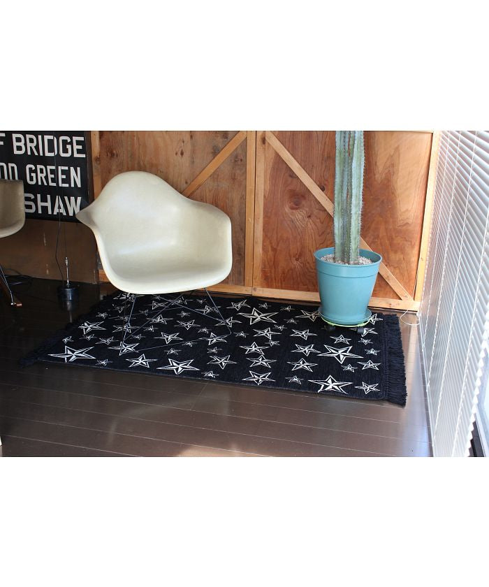BRID STAR FRINGE RUG 90×130