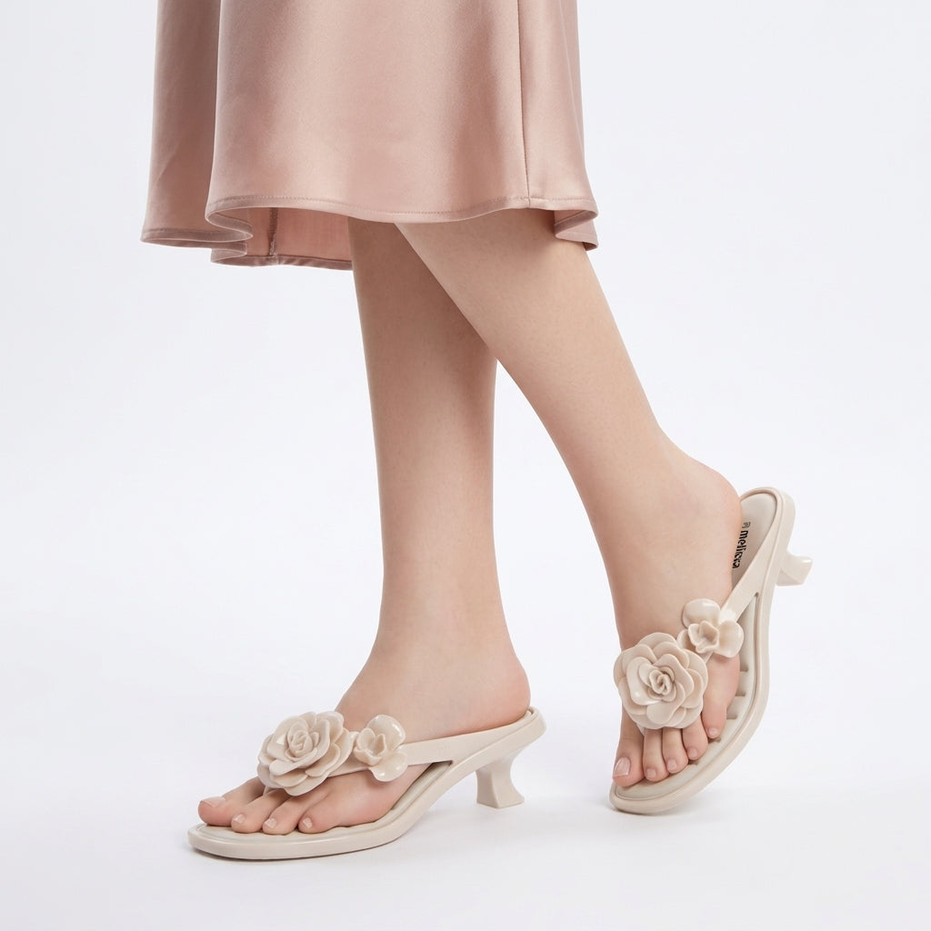 メリッサ melissa MELISSA THONG KITTEN HEEL PETALS （BLACK） BLACK