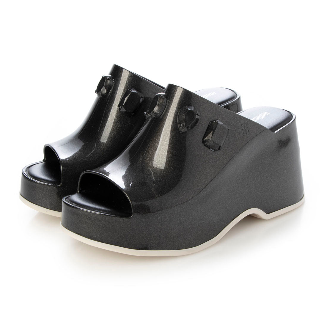 メリッサ melissa MELISSA PATTY STONES + UNDERCOVER AD,METALLIC BLACK