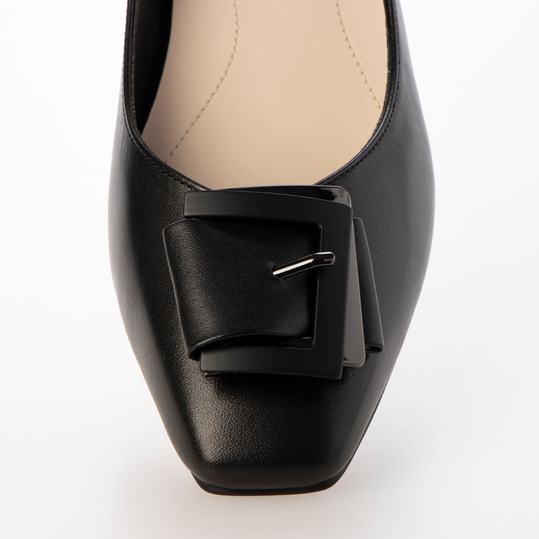 Melmo Buckle Motif Square Toe Pumps