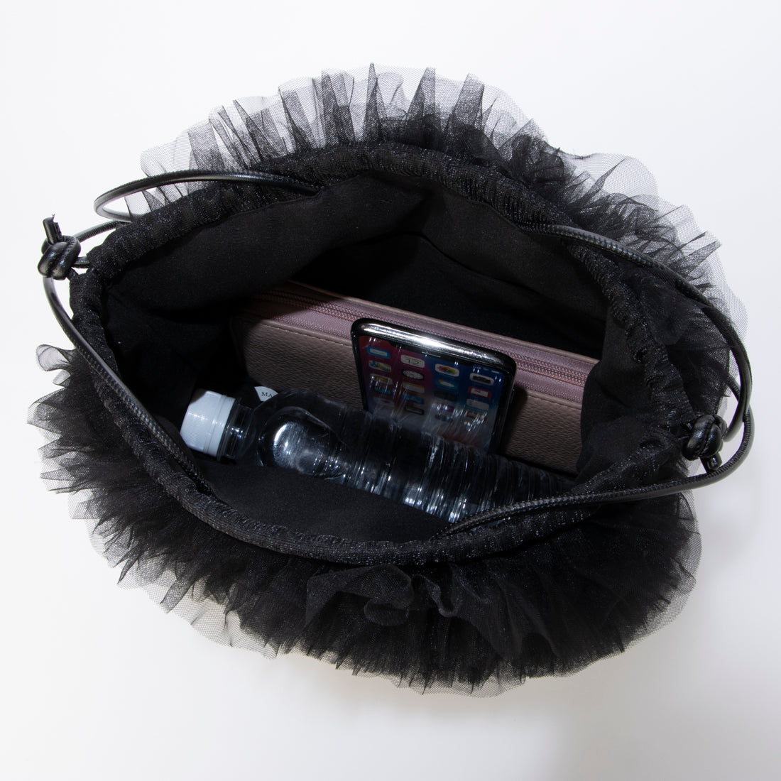 マーキュリーデュオ MERCURYDUO チュールフリル 雑材バケツ型ショルダーバッグ （GRY） GRY