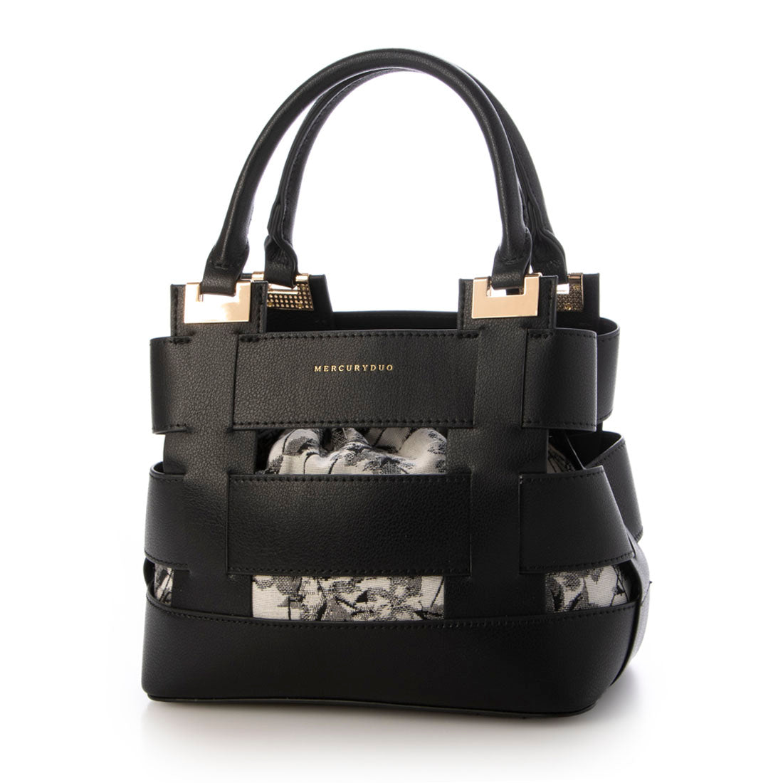 マーキュリーデュオ MERCURYDUO 軽量メッシュ 花柄巾着付ミニトートバッグ （BLK） BLK