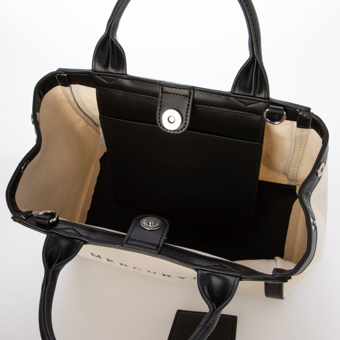 マーキュリーデュオ MERCURYDUO 軽量キャンバスロゴ 2WAYトートバッグ （BLK/IVO） BLK/IVO