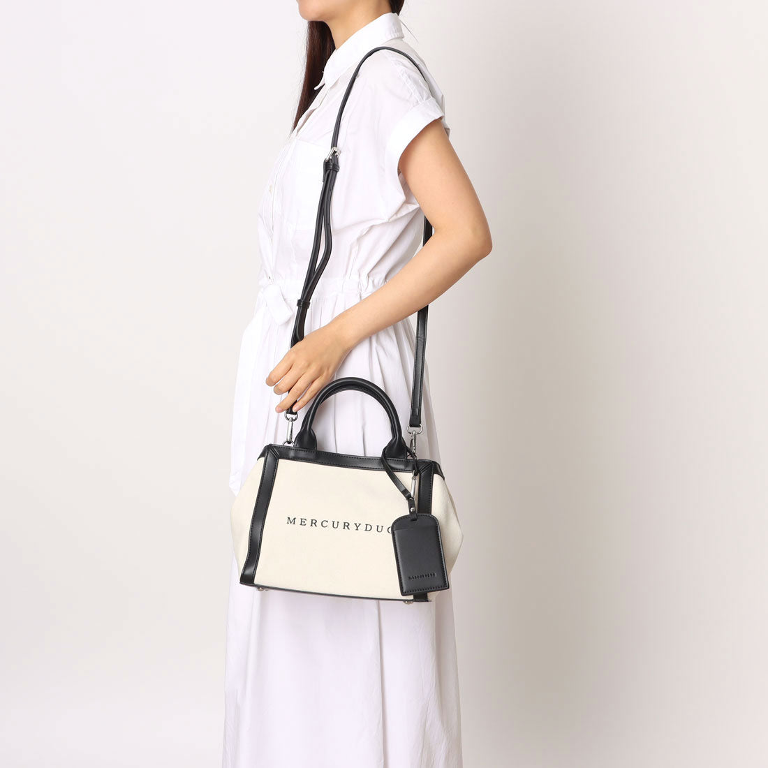 マーキュリーデュオ MERCURYDUO 軽量キャンバスロゴ 2WAYトートバッグ （BLK/IVO） BLK/IVO
