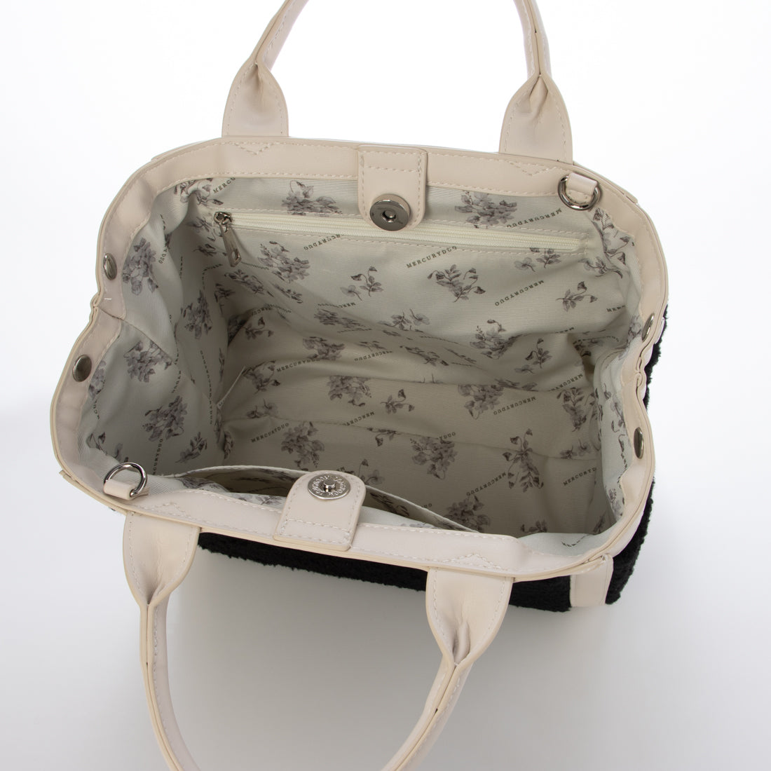 マーキュリーデュオ MERCURYDUO カードケース付 ロゴ刺繍ボアトートバッグ （GREGE54） GREGE54