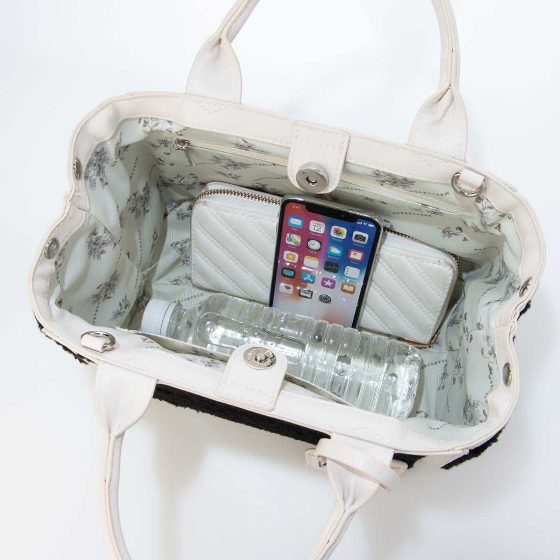 マーキュリーデュオ MERCURYDUO カードケース付 ロゴ刺繍ボアトートバッグ （GREGE54） GREGE54