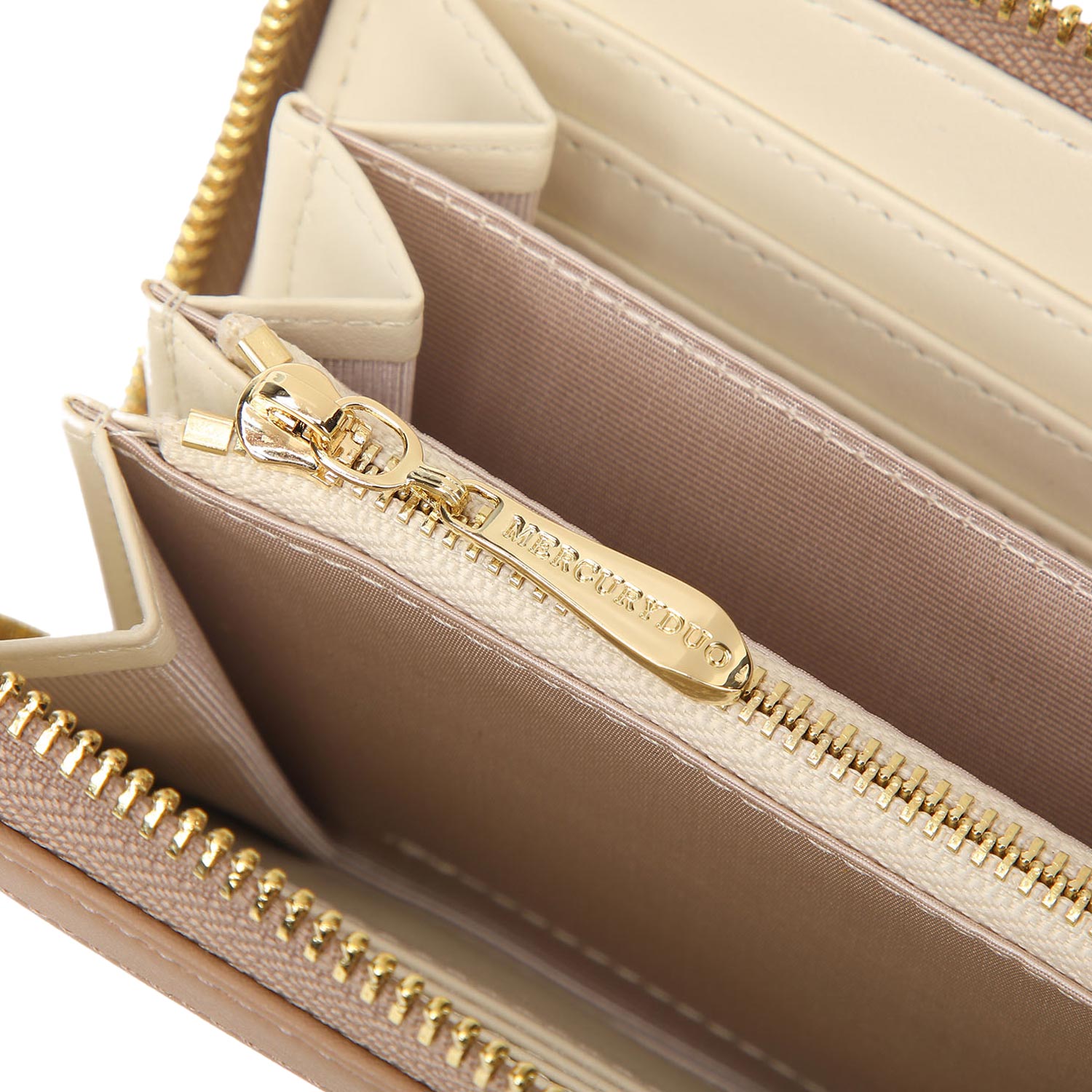 マーキュリーデュオ MERCURYDUO マーキュリーデュオ MERCURYDUO 財布 長財布 レディース ラウンドファスナー MONOGRAM LONG WALLET ブラック ベージュ 黒 MER-90060W （ブラック(76)） ブラック(76)